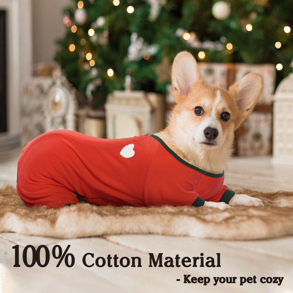 ROZKITCH Dog Pajamas Onesie Bottoming Dog Shirt Coats Dog Apparel Pullover Full Coverage Pajamas Jumpsuit Christmas Style Soft Stretchy Dog Clothes Red Animals & Pet Supplies > Pet Supplies > Dog Supplies > Dog Apparel ROZKITCH   
