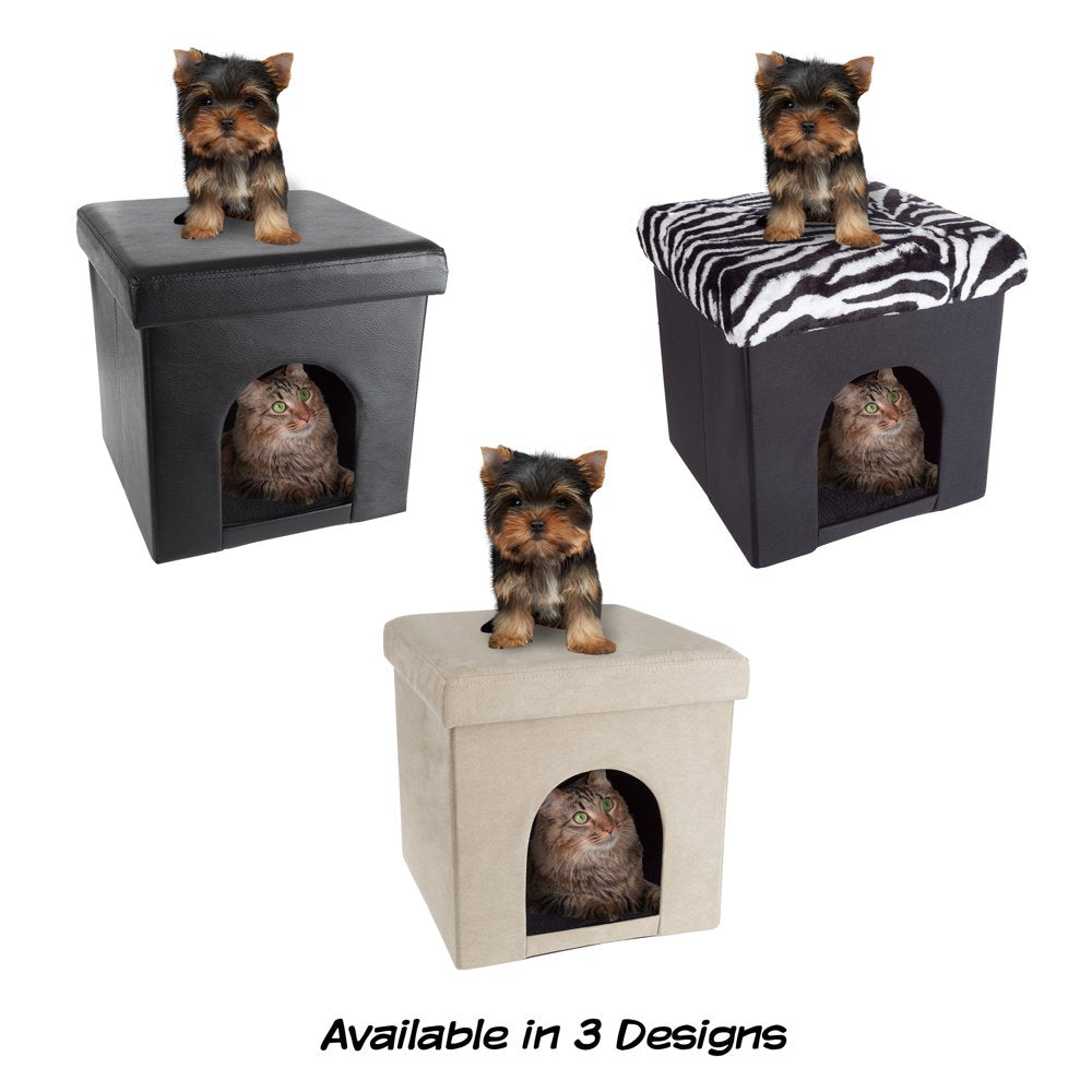 Pet House Ottoman - Collapsible Multipurpose Small Dog or Cat Bed Cube and Footrest with Cushion Top and Interior Pillow by PETMAKER (Microsuede Tan) Animals & Pet Supplies > Pet Supplies > Cat Supplies > Cat Beds Trademark Global, LLC.   