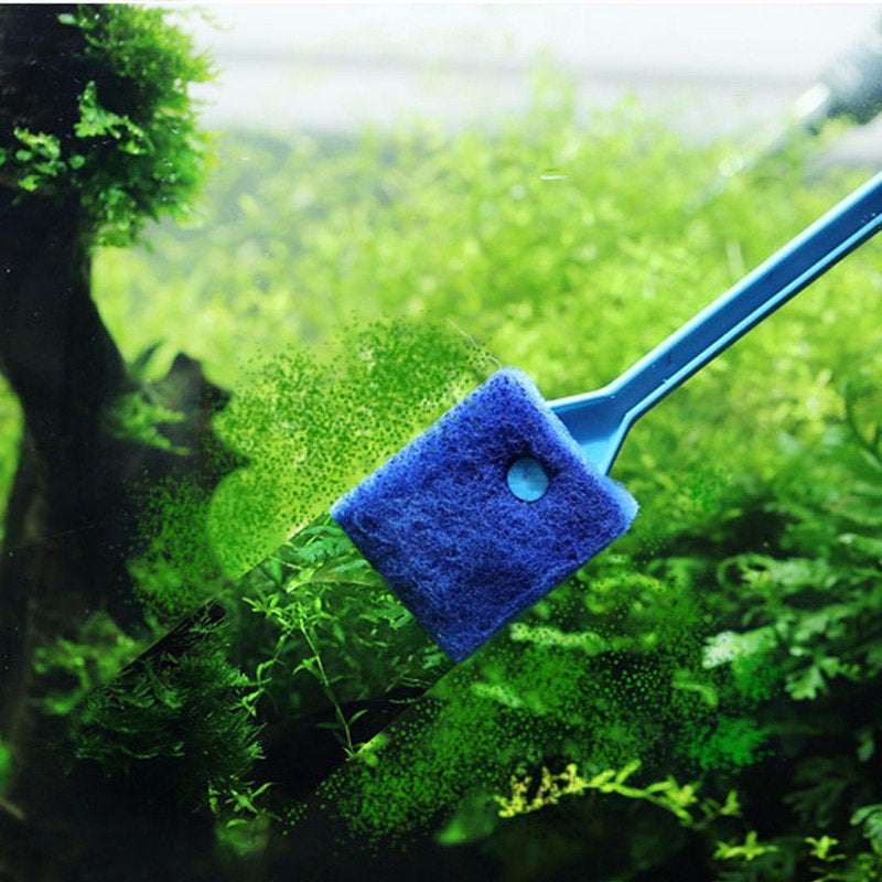 Long Handle Aquarium Glass Clean Brush Aquarium Algae Scraper Double Sided Sponge Brush Animals & Pet Supplies > Pet Supplies > Fish Supplies > Aquarium Cleaning Supplies Esho   