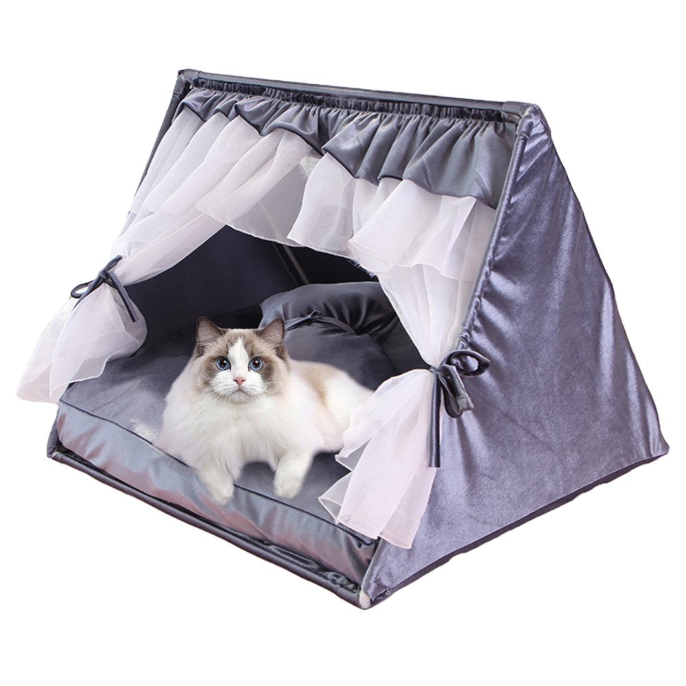 Semfri Cat Bed Tent, Princess Pink Pet Dog House with Soft Cushion Animals & Pet Supplies > Pet Supplies > Dog Supplies > Dog Houses Semfri Gray  