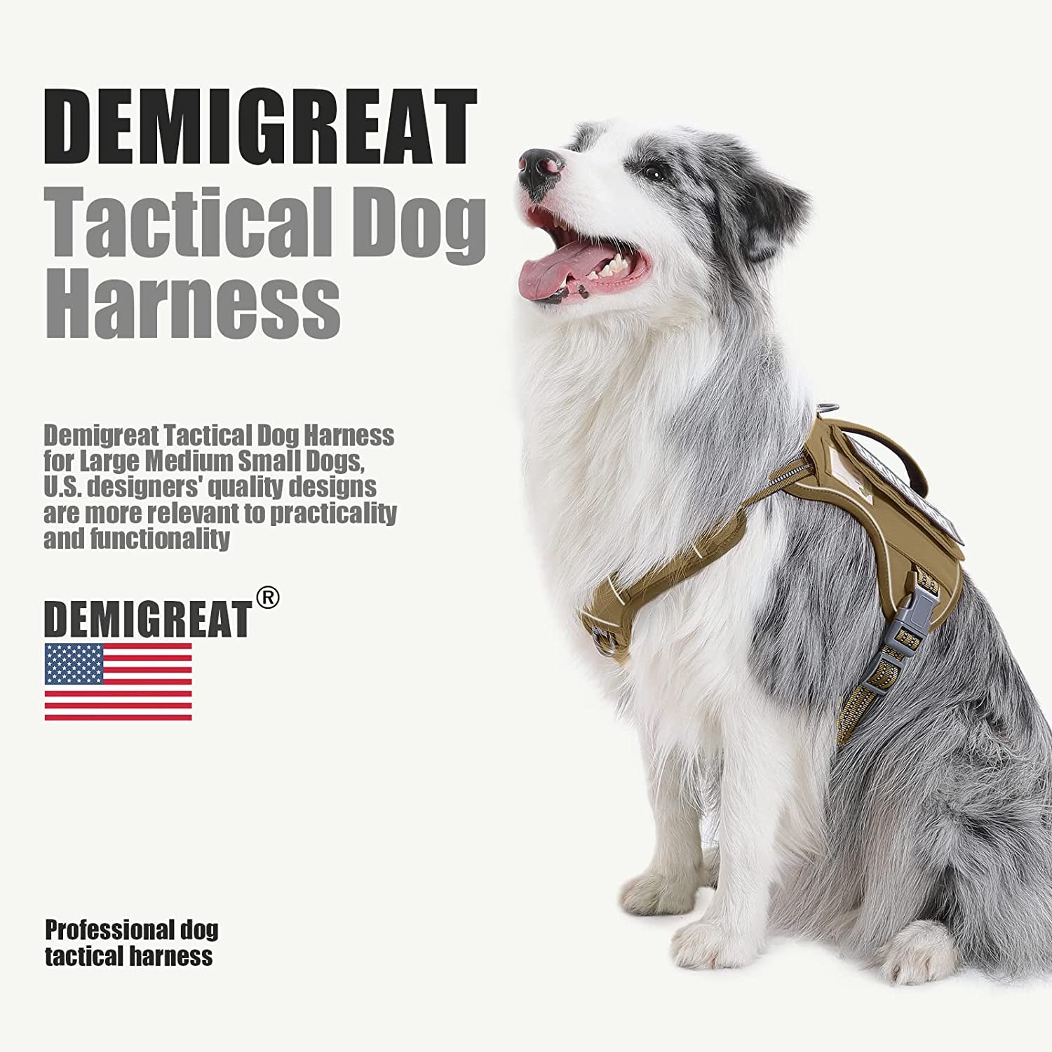 Demigreat Tactical Dog Harness for Large Dogs No Pull,Military Service Dog Harness , Fit Smart Reflective Pet Walking Harness for Training, Adjustable Dog Vest Harness with Handle Animals & Pet Supplies > Pet Supplies > Dog Supplies > Dog Apparel Demigreat   