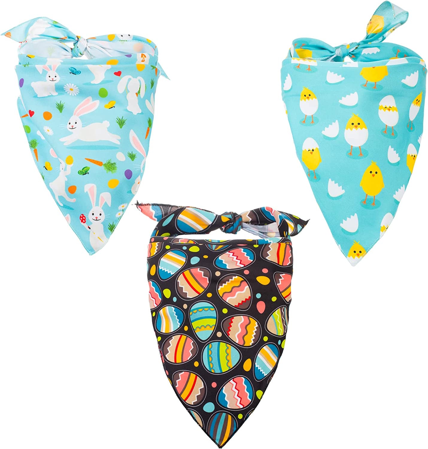 Native Pup Easter Dog Bandana| 3-Pack| Spring Scarf Set Eggs, Bunnies, Chicks (Easter, Large) Animals & Pet Supplies > Pet Supplies > Dog Supplies > Dog Apparel Native Pup   