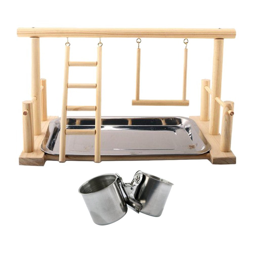 Parrots Playstand Bird Playground Wood Perch Gym Stand Bird Ladders W/ 7.5Cm Cup Animals & Pet Supplies > Pet Supplies > Bird Supplies > Bird Gyms & Playstands SunniMix   