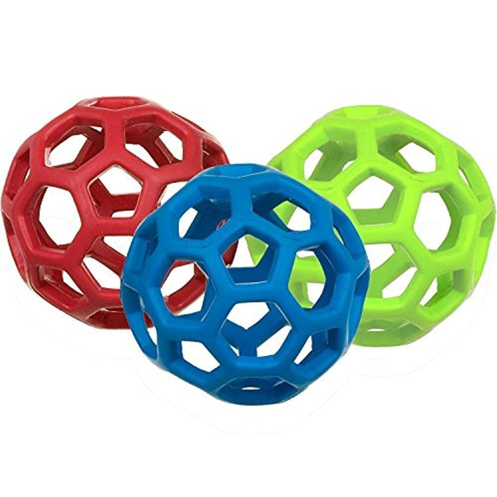 JW Pet Company Mini Hol-Ee Roller Dog Toy, Colors Vary - Pack of 3