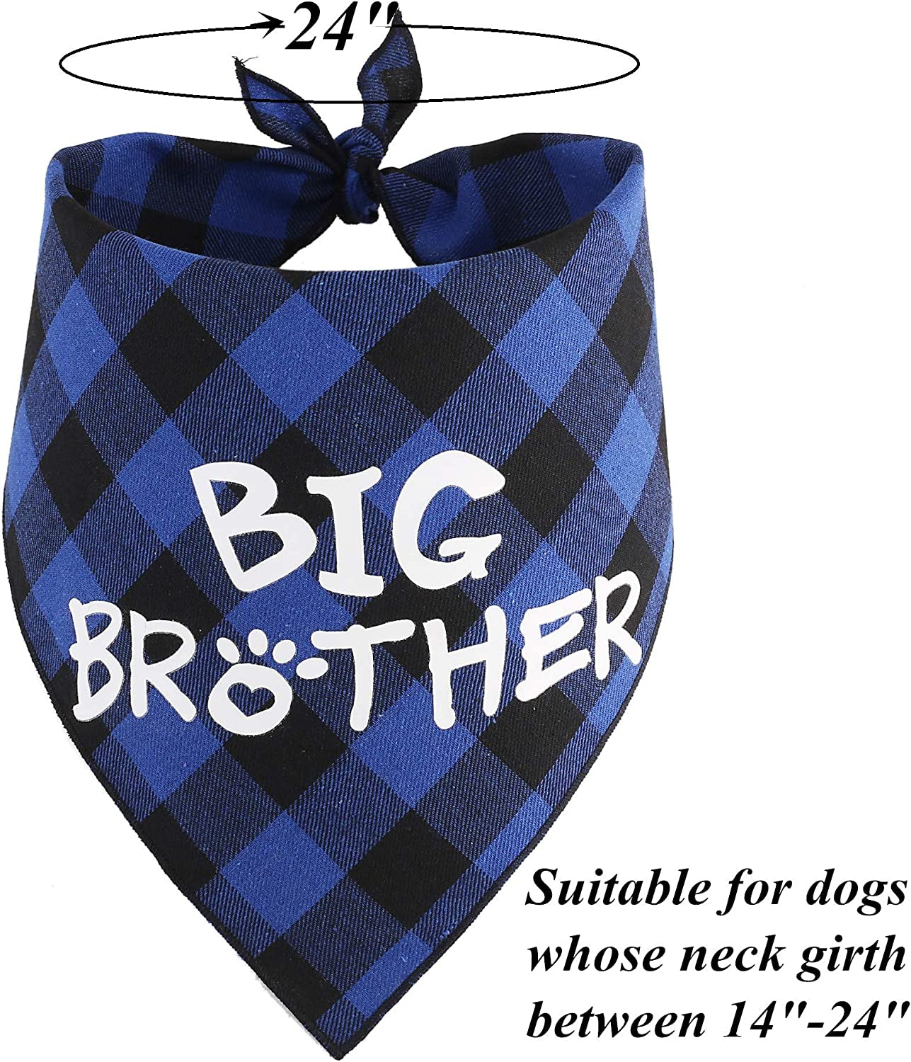 JPB Big Brother Dog Bandana,Buffalo Plaid Pet Pregnancy Announcement Scarf Animals & Pet Supplies > Pet Supplies > Dog Supplies > Dog Apparel JPB   