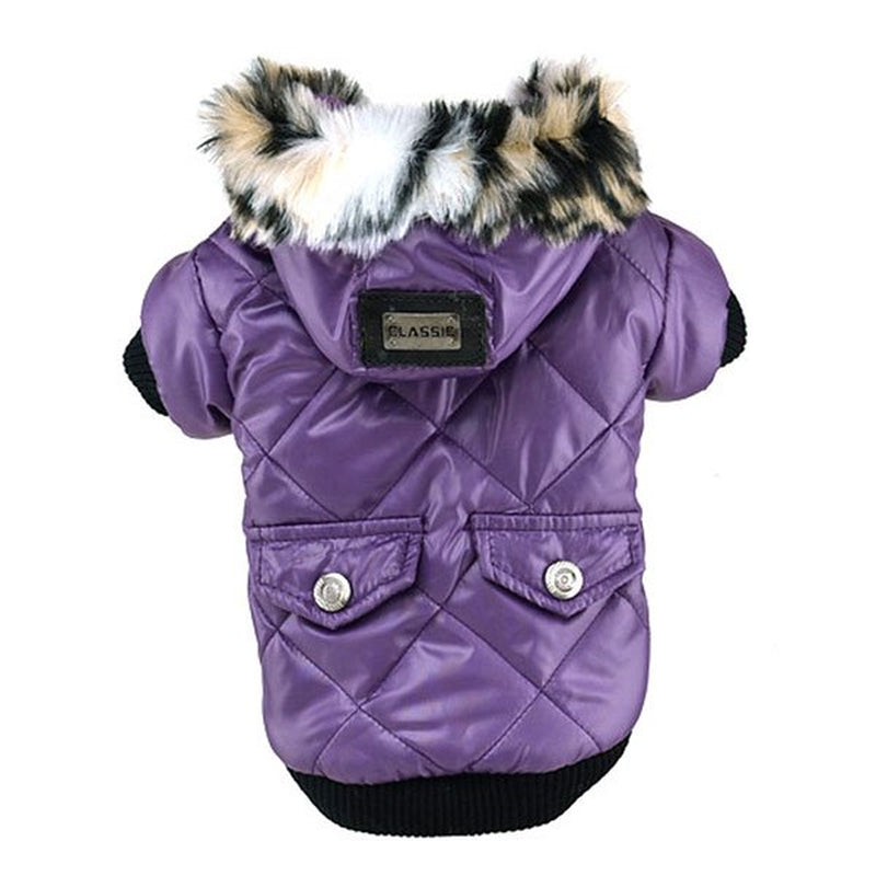 VICOODA Puppy Fur Hooded Jacket with Pocket, Pet Dog Windproof Pullover Coat Winter Warm down Jacket Cotton-Padded Costume for Medium Small Doggy Cat Puppy Apparel,Army Green,Xs Animals & Pet Supplies > Pet Supplies > Cat Supplies > Cat Apparel Vicooda XXL Purple 