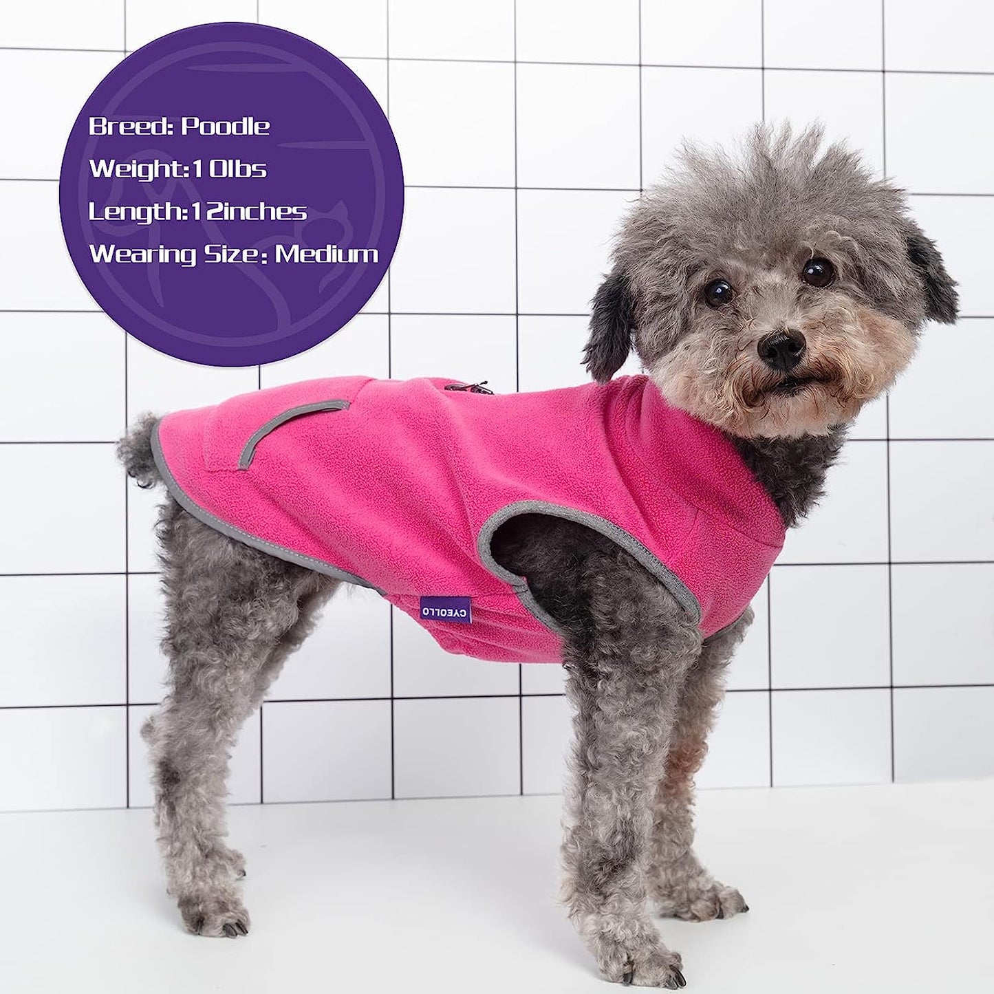 Cyeollo Fleece Dog Sweater Jacket Pullover Stretchy Dog Vest with Reflective Strip Winter Coat with Harness Hole Warm Dog Clothes for Small Doggie Dogs Animals & Pet Supplies > Pet Supplies > Dog Supplies > Dog Apparel cyeollo   