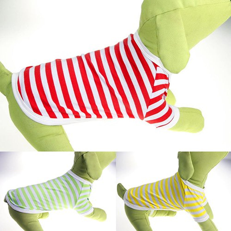 Opolski Summer Pet Puppy Small Dog Cat Strip Style Casual Apparel Clothes Vest T Shirt Animals & Pet Supplies > Pet Supplies > Dog Supplies > Dog Apparel CDAR   