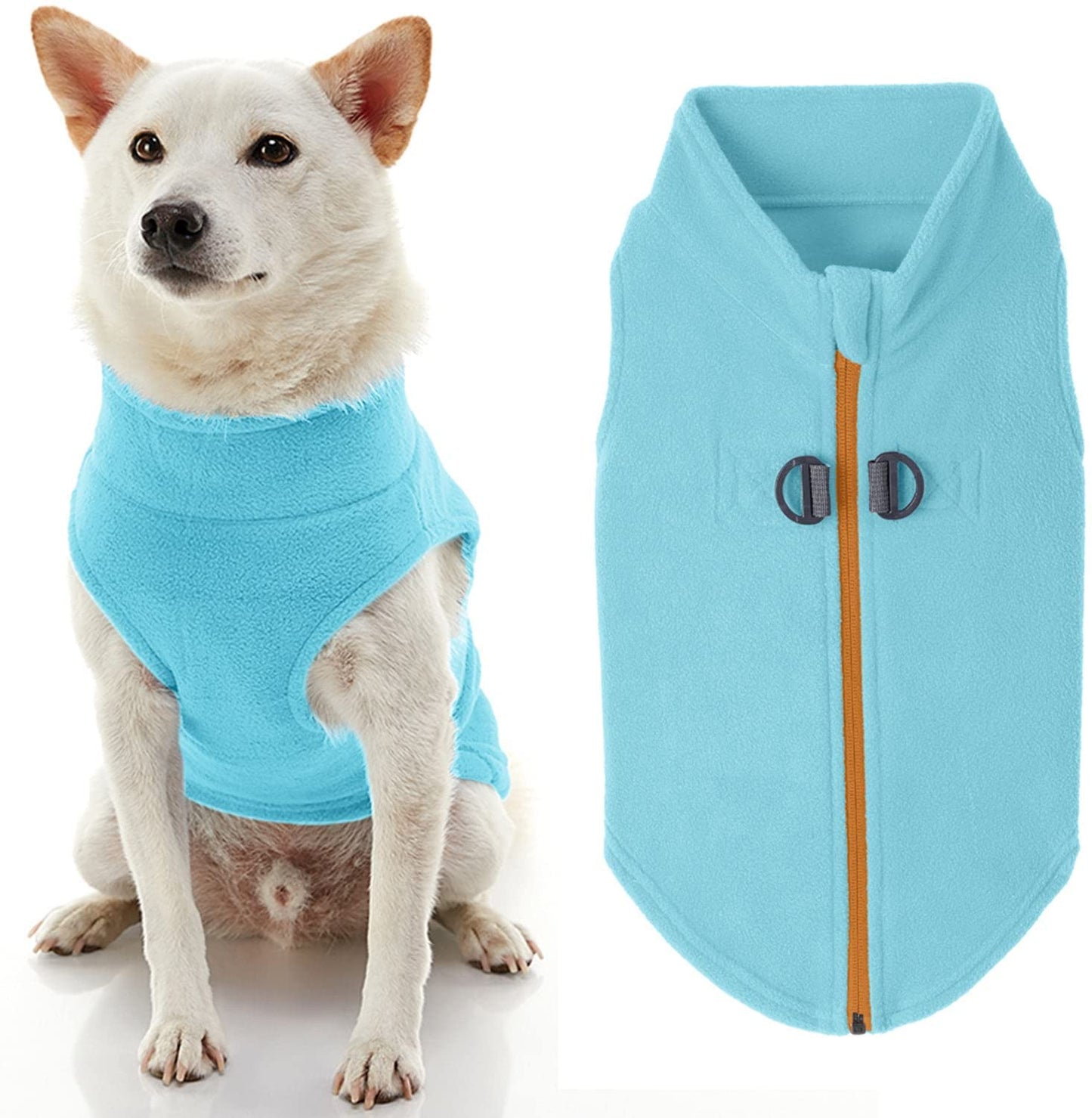 Gooby Zip up Fleece Dog Sweater - Blue, Medium - Warm Pullover Fleece Step-In Dog Jacket with Dual D Ring Leash - Winter Small Dog Sweater - Dog Clothes for Small Dogs Boy and Medium Dogs Animals & Pet Supplies > Pet Supplies > Dog Supplies > Dog Apparel Inafiction USA Turquoise X-Large chest (~22.5") 