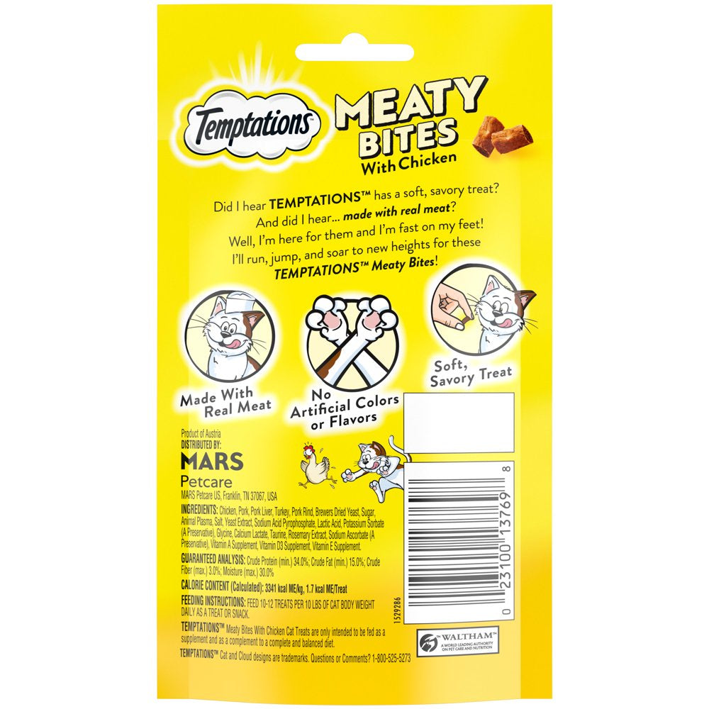 Temptations Meaty Bites Soft and Savory Chicken Flavor Treats for Cats, 1.5 Oz Pouch Animals & Pet Supplies > Pet Supplies > Cat Supplies > Cat Treats Mars Petcare   