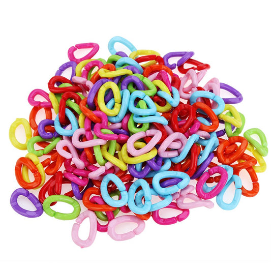 QBLEEV 100Pcs Plastic Chain Links Birds, Mix Color Rainbow DIY C-Clips Chains Hooks Swing Climbing Cage Toys for Sugar Glider Rat Parrot Bird Animals & Pet Supplies > Pet Supplies > Bird Supplies > Bird Toys QBLEEV   