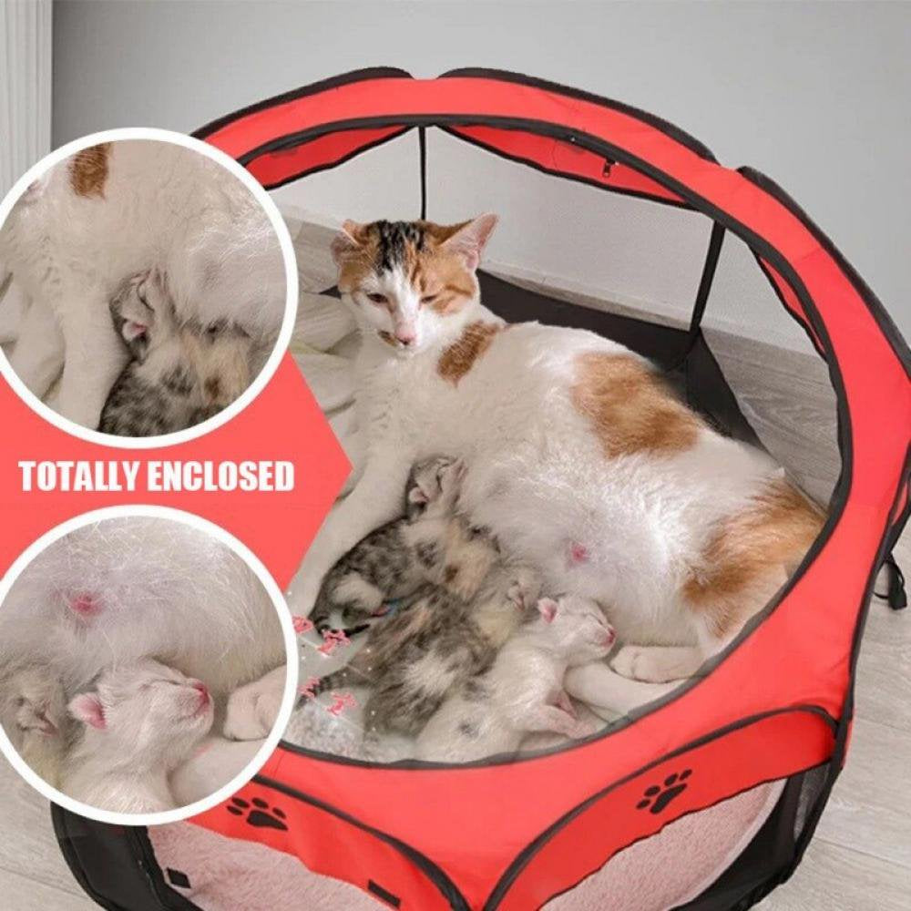 Elaydool Portable Pet Cage Folding Pet Tent Outdoor Dog House Octagon Cage for Cat Indoor Playpen Puppy Cats Kennel Delivery Room Animals & Pet Supplies > Pet Supplies > Dog Supplies > Dog Houses Elaydool   