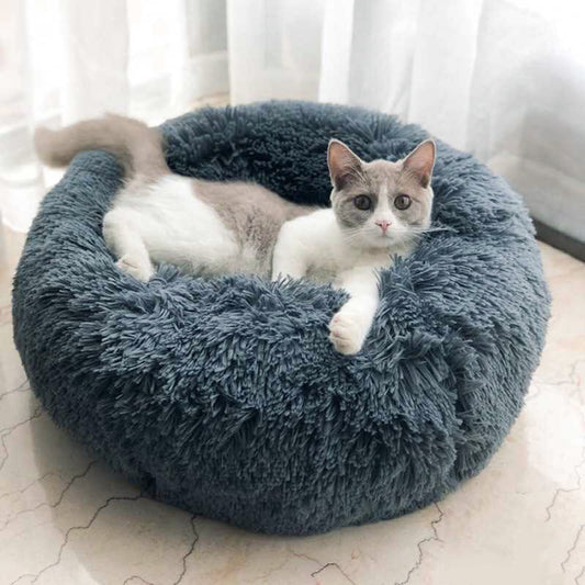 Pet Bed, Fluffy Luxe Soft Plush round Cat and Dog Bed, Donut Cat and Dog Cushion Bed, Self-Warming and Improved Sleep, Orthopedic Relief Shag Faux Fur Bed Cushion Animals & Pet Supplies > Pet Supplies > Cat Supplies > Cat Beds Vicooda XXL Light Gray 