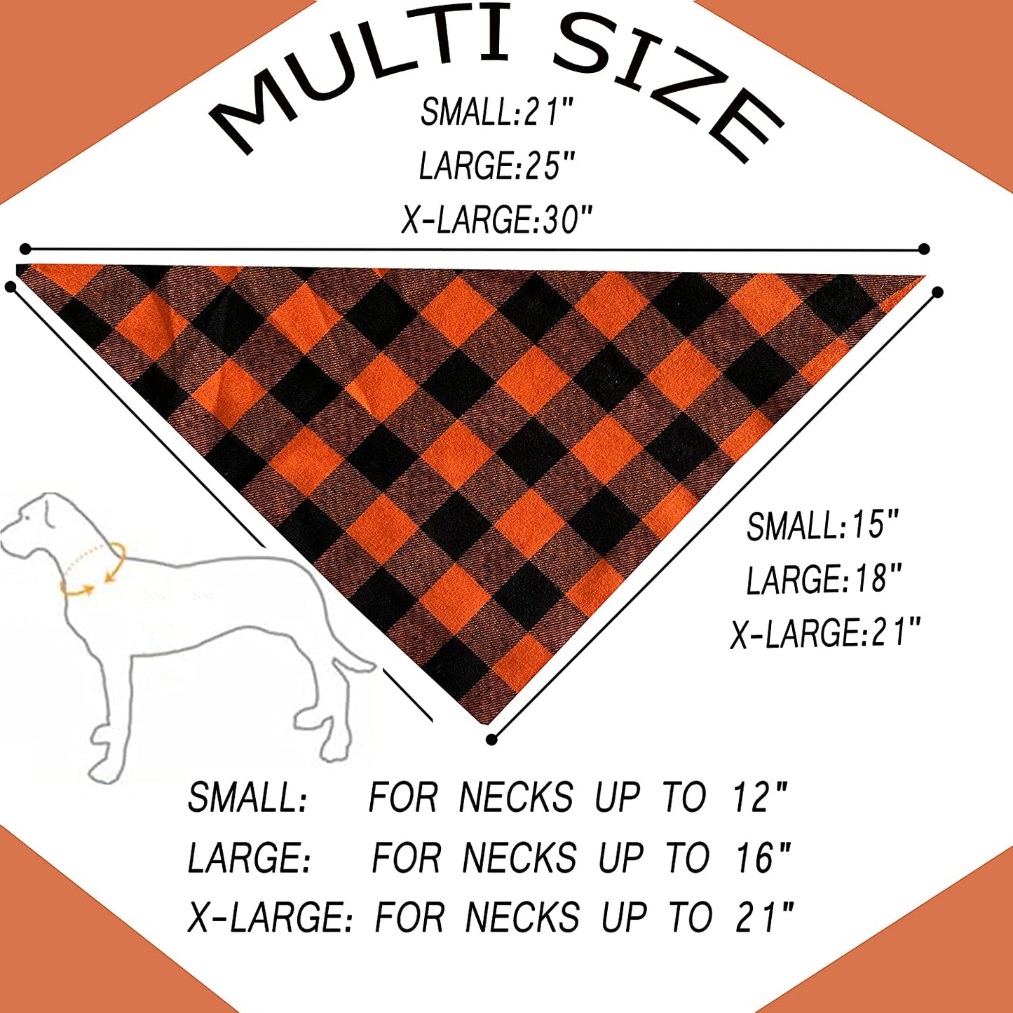 Realeaf Fall Dog Bandanas 2 Pack, Halloween Thanksgiving Dog Bandana, Orange Plaid Pet Scarf for Boy and Girl, Premium Durable Fabric, Holiday Bandana for Medium and Large Dogs (Large) Animals & Pet Supplies > Pet Supplies > Dog Supplies > Dog Apparel Realeaf   