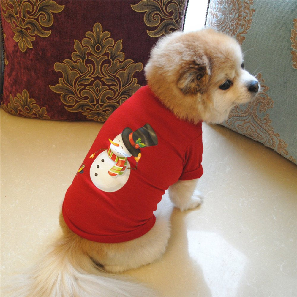 Cbzote Pet Clothes Christmas Pet Cartoon Printed Pullover T Shirt Cute Spring Autumn Cartoon Printing Dogs Shirts Soft Pet Christmas Puppy Apparel Outfit 4 Sizes Red XS Animals & Pet Supplies > Pet Supplies > Dog Supplies > Dog Apparel cbzote   