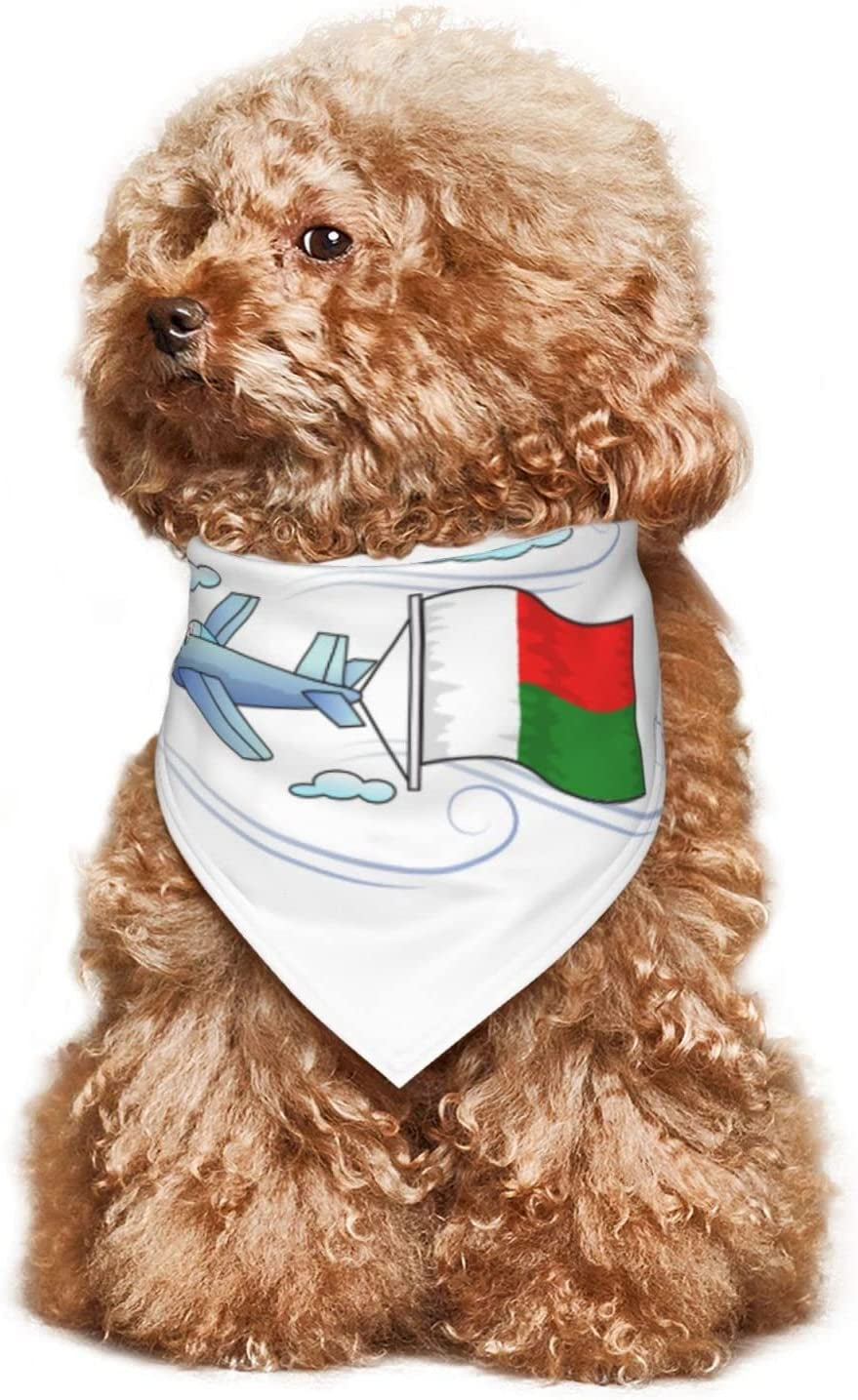 Airplane with Flag Madagascar Pet Dog and Cat Decorative Triangle Scarf,Dog Bandana,Breathable and Stain Resistant. Animals & Pet Supplies > Pet Supplies > Dog Supplies > Dog Apparel ZALTAS   