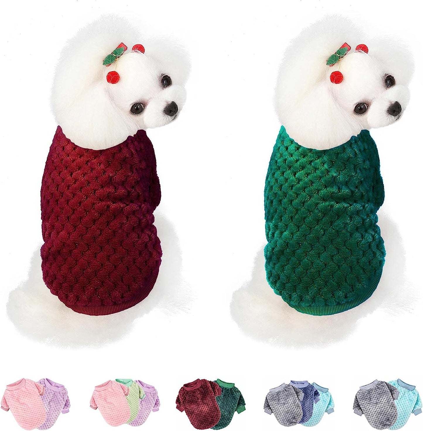 Dog Sweater, 3 Pack Dog Sweaters for Small Medium Dogs or Cat, Warm Soft Flannel Pet Clothes for Dogs Girl or Boy, Dog Shirt Coat Jacket (Small, Pink+Purple+Light Green) Animals & Pet Supplies > Pet Supplies > Dog Supplies > Dog Apparel POMIU Dark Red+Dark Green X-Large 