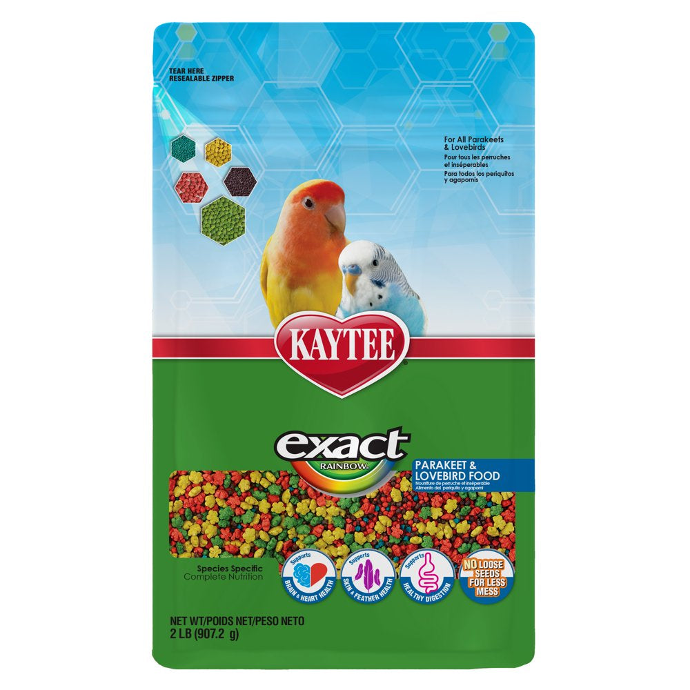 Kaytee Exact Rainbow Parakeet & Lovebird Pet Bird Food, 2 Lb