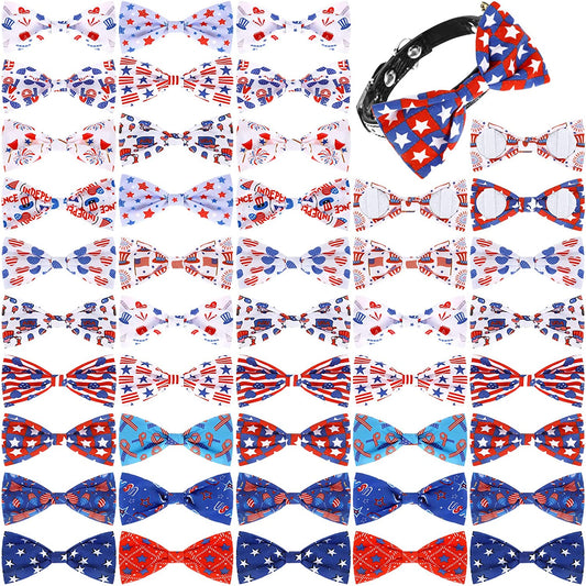 16 Pieces Dog Bow Ties Slide Dog Collar Bows Summer Hawaiian Styles Dog Collar Attachment Bows with Rubber Bands Dog Bow Ties for Large Dogs Spring Summer Grooming Independence Day(Classic Style)