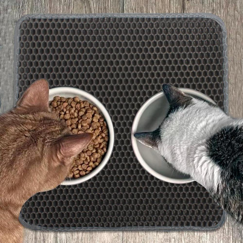 IMSHIE Kitty Litter Trapping Mat, Waterproof Urine Proof Cat Litter Pad, Honeycomb Double Layer anti Slip Cat Litter Mat Trapping for Litter Box, 11.8X11.8In Soft Cat Litter Tray Box Rug Lovable
