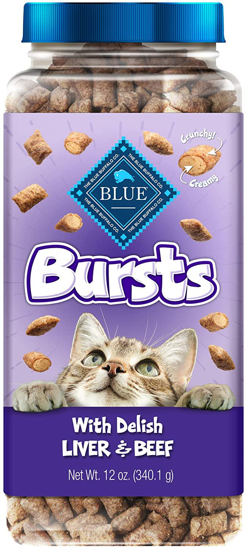 Bursts Crunchy Cat Treats, Chicken Liver and Beef 12-Oz Tub