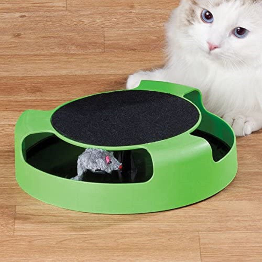 Carkira Pet Cat Rotating Mouse Board Toy Interactive Catch Training, Green