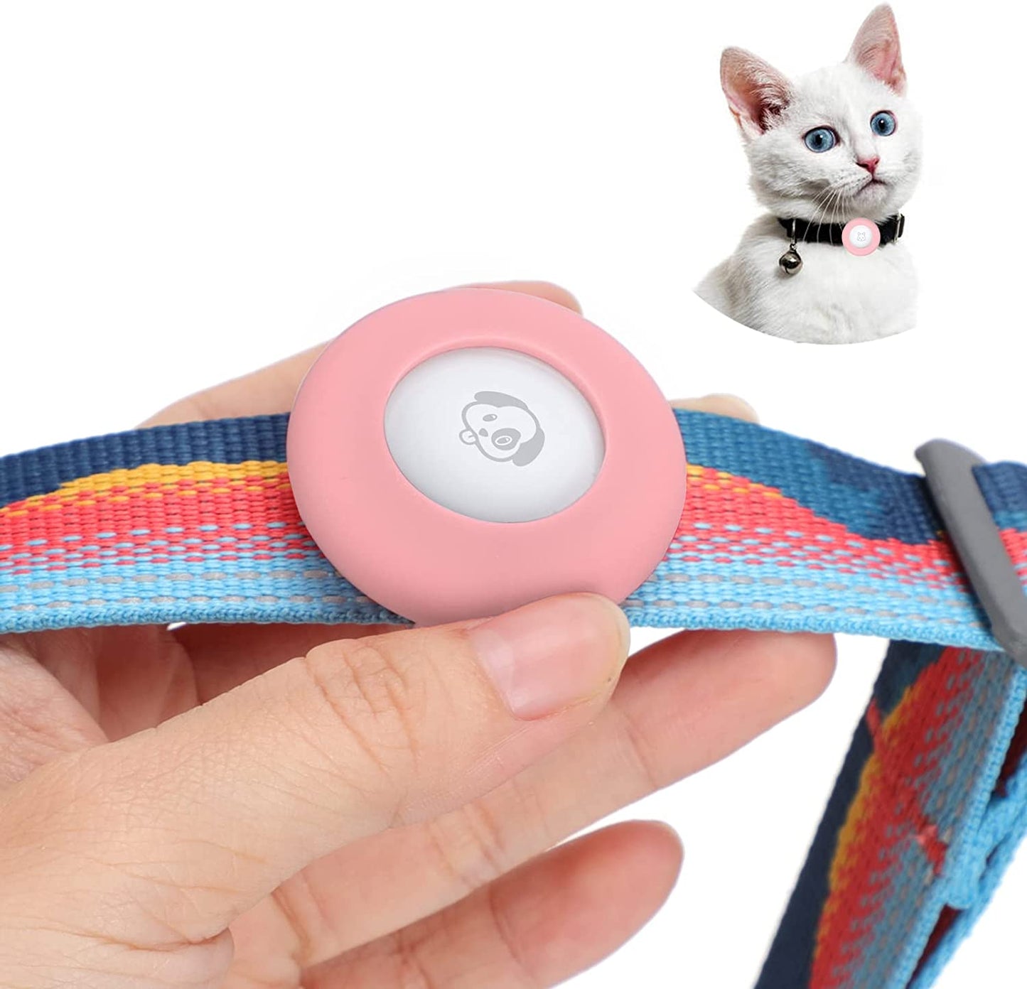 Airtag Dog Collar Holder Silicone Pet Collar Case for Apple Airtags, Anti-Lost Air Tag Holder Compatible with Small Wide Cat Dog Collars (Large:For Dog Collar 0.8-1.1 Inch, Black) Electronics > GPS Accessories > GPS Cases PANZZDA Pink Small:for cat collar 0.4-0.6 inch 