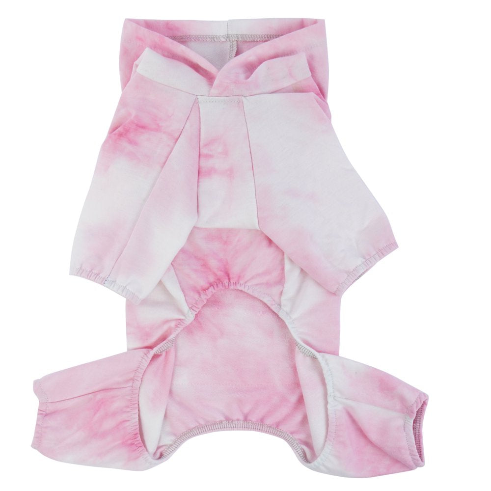 ROZKITCH Dog Pajamas Hoodie Onesie Soft Breathable Stretchy Cotton Pink Tie Dye Shirt 4 Lges Basic Jumpsuit Light Clothes Apparel Outfit for Puppy and Cat Small Medium Large Dog Animals & Pet Supplies > Pet Supplies > Dog Supplies > Dog Apparel ROZKITCH   