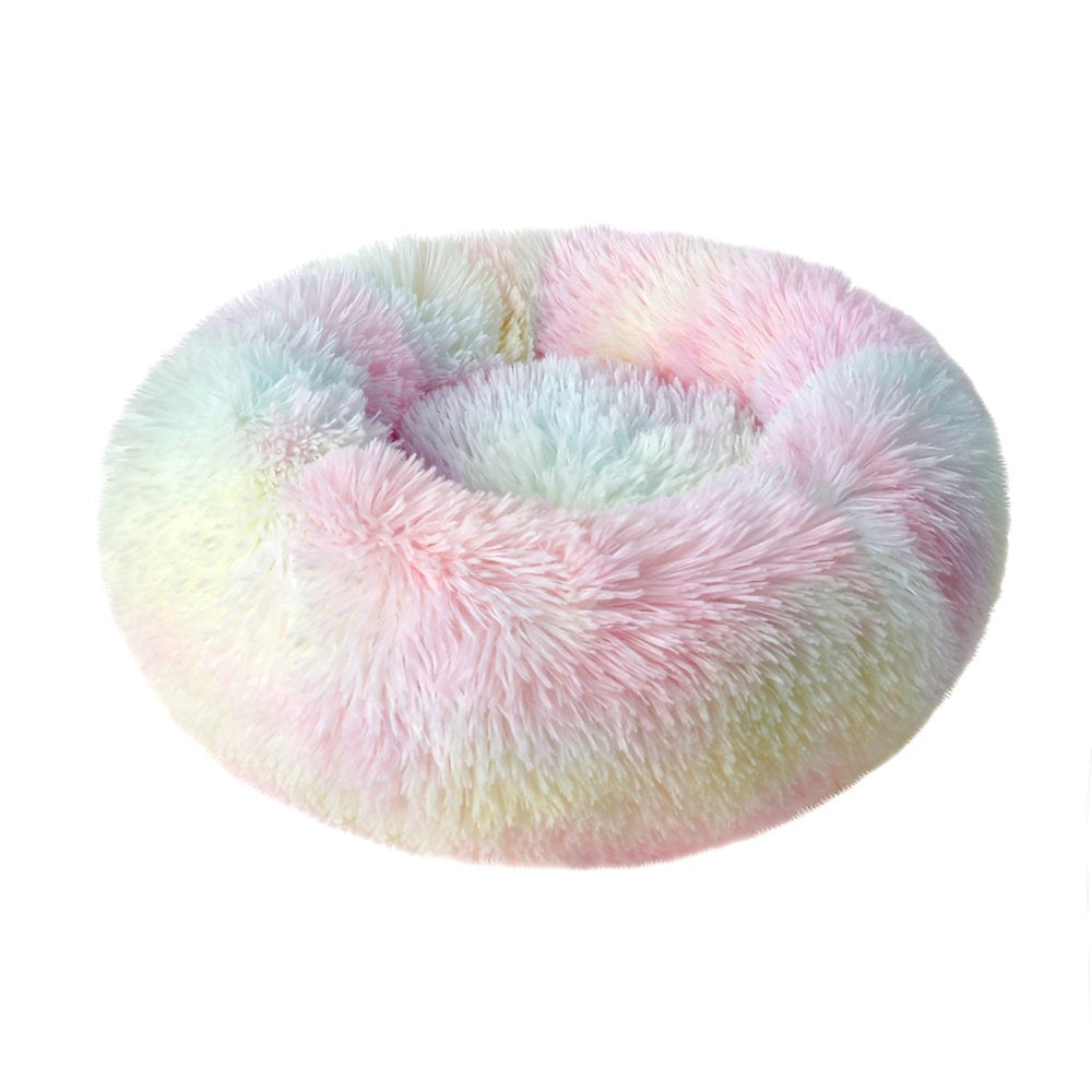 Round Plush Pet Bed for Dogs & Cats,Fluffy Soft Warm Calming Bed Sleeping Kennel Nest Animals & Pet Supplies > Pet Supplies > Cat Supplies > Cat Beds source max 31" Mix-Color 