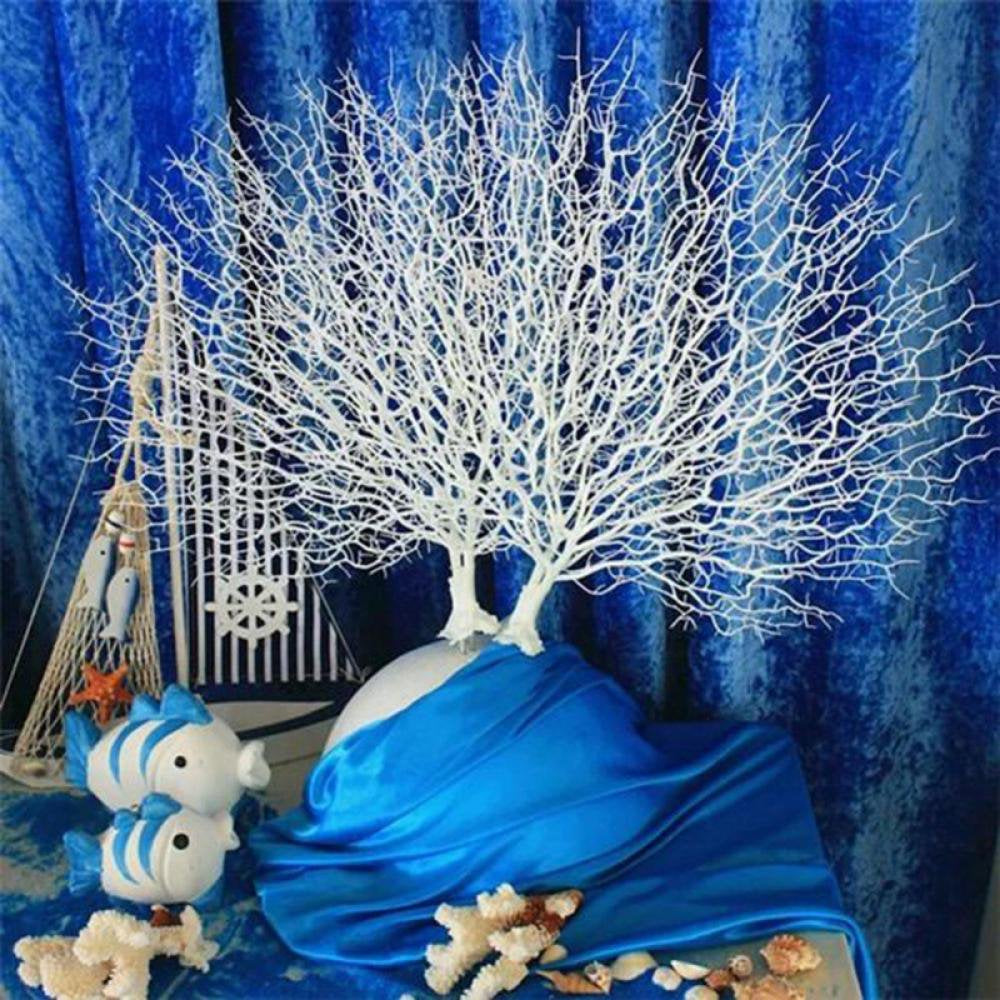 Aquarium Sea Coral Ornament Plastic Artificial Red Sea Fan Coral Fish Tank Decoration Underwater Sea Plant Layout Landscape for Home Decor Animals & Pet Supplies > Pet Supplies > Fish Supplies > Aquarium Decor Groomer White  