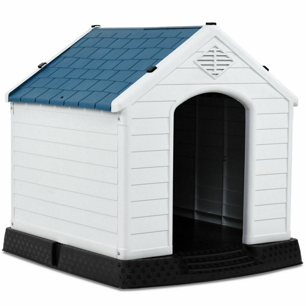 Gymax Plastic Dog House Medium-Sized Pet Puppy Shelter Waterproof Ventilate Blue Animals & Pet Supplies > Pet Supplies > Dog Supplies > Dog Houses Gymax   