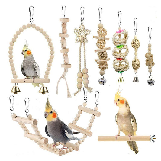 Ibaste Wooden Parrot Stand Perch Bird Toy Combo Set Bird Cage Accessory Animals & Pet Supplies > Pet Supplies > Bird Supplies > Bird Cage Accessories ibaste   