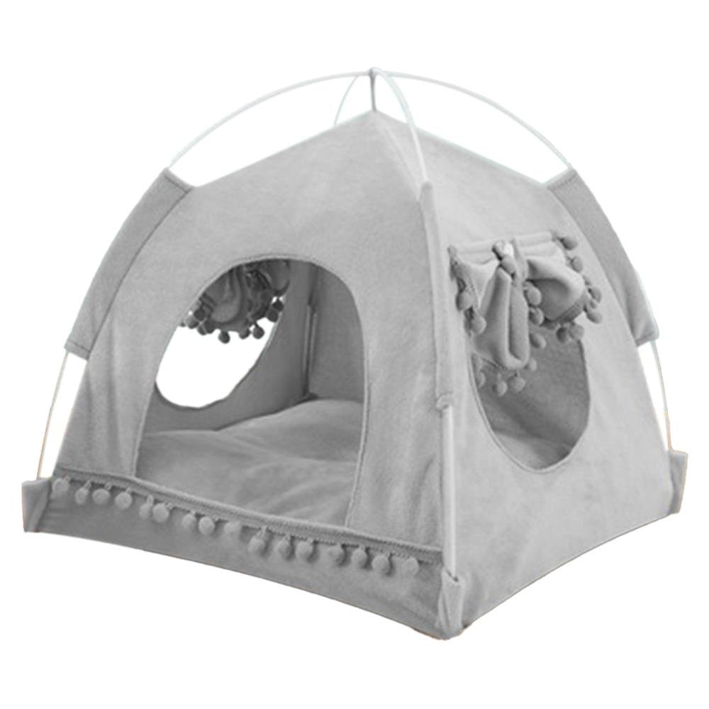 Ecosprial Pet Tent Cat Bed Cat House Bed Cat Igloo 2-In-1 Self-Warming Comfortable Triangle Cat Tent House Foldable Puppy Cat House Animals & Pet Supplies > Pet Supplies > Dog Supplies > Dog Houses ECOSPRIAL S: 14.2*14.2*14.5(in) Gray 