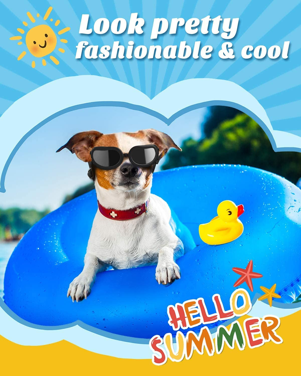 Lewondr Dog Sunglasses Small Breed Dogs Goggles UV Protection,Goggles for Small Dogs Eye Wear Protection with Adjustable Strap Windproof Anti-Fog Sunglasses for Small Dogs Doggy Doggie Glasses,Black Animals & Pet Supplies > Pet Supplies > Dog Supplies > Dog Apparel Lewondr   