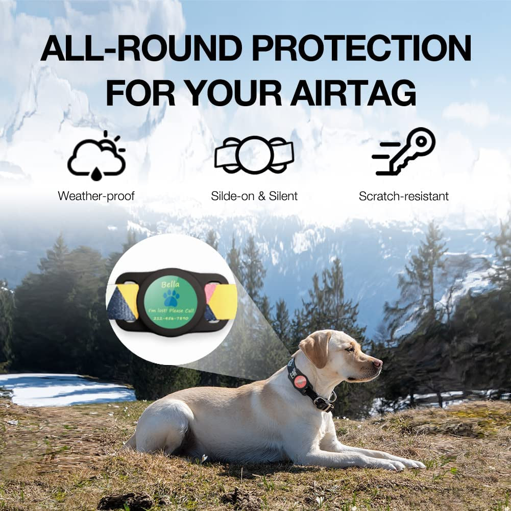 Airtag Dog Collar Holder, Silicone Airtag Case for Apple Air Tag Tracker, Air Tag Cover for Pet Collars