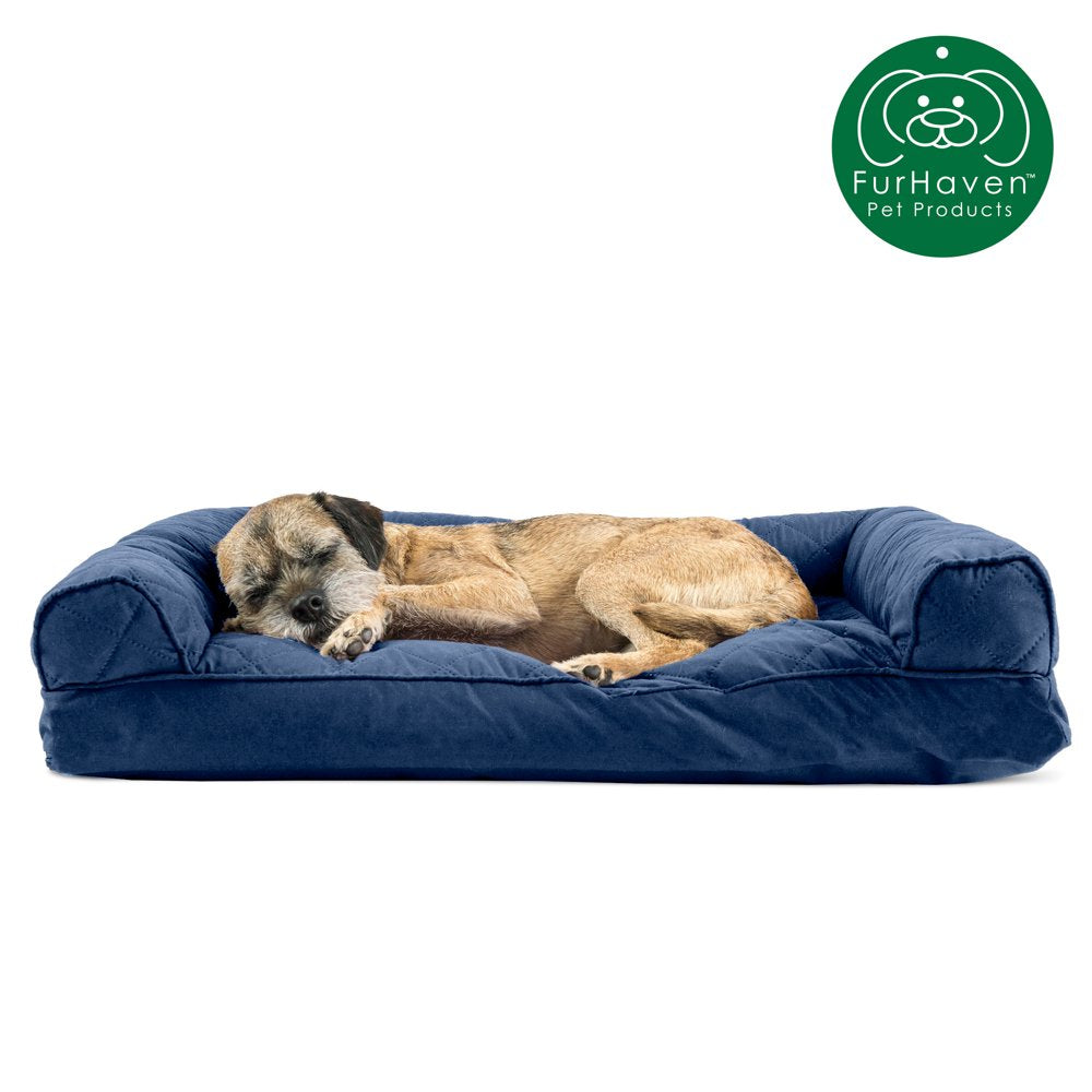 Furhaven Pet Products | Quilted Pillow Sofa Pet Bed for Dogs & Cats, Navy, Medium Animals & Pet Supplies > Pet Supplies > Cat Supplies > Cat Beds FurHaven Pet Products M Navy 