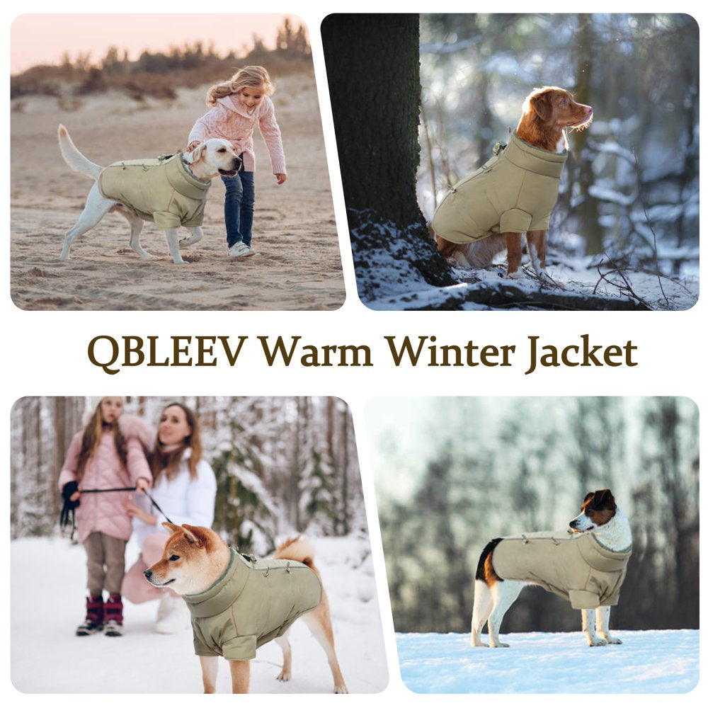 QBLEEV Dog Coat Windproof Cozy Dog Cold Weather Apparel Fleece Lined Winter Warm Dog Jacket Dog Vest for Small Medium and Large Dogs，Reflective Dog Clothes with Leash Hole Animals & Pet Supplies > Pet Supplies > Dog Supplies > Dog Apparel QBLEEV   