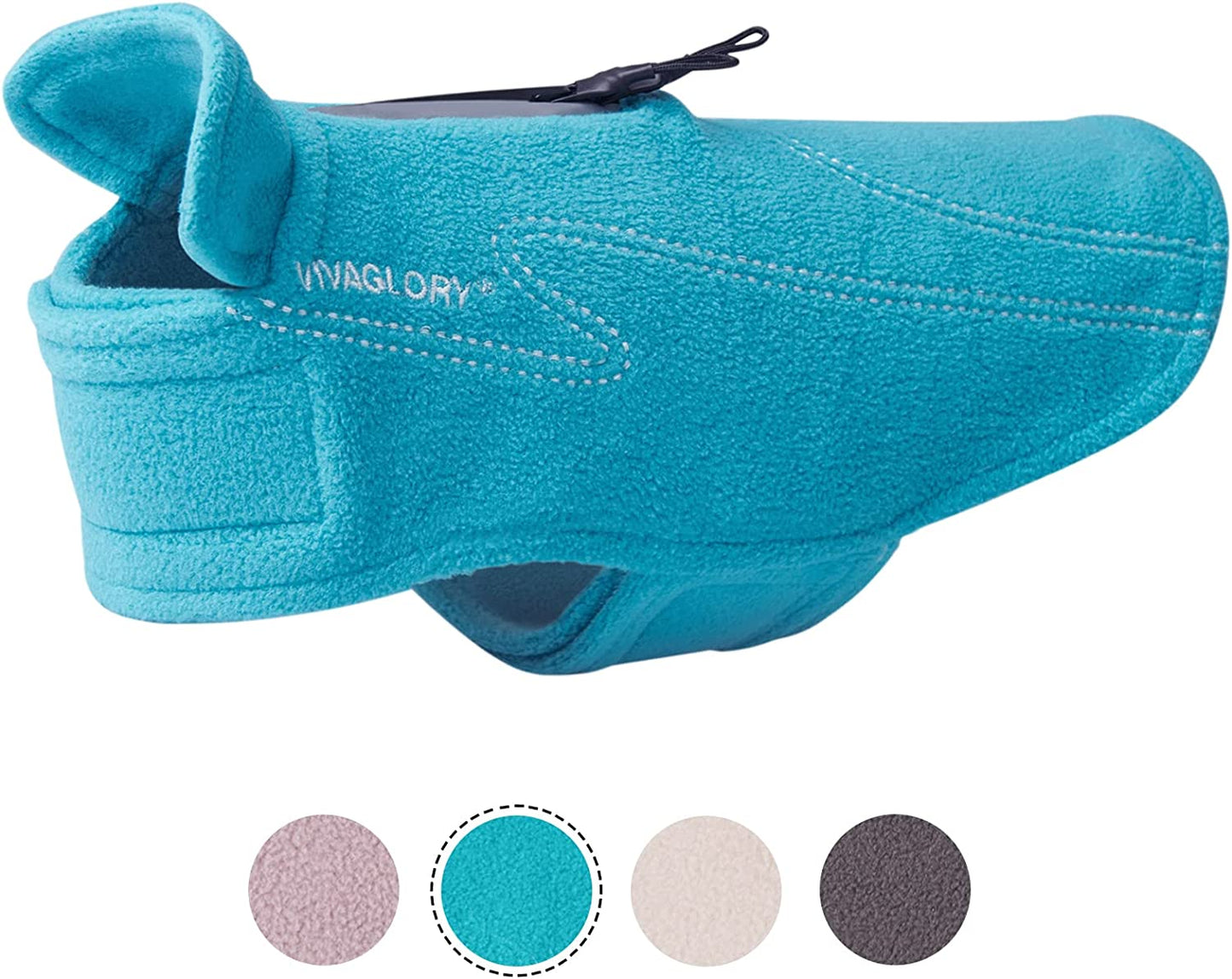 VIVAGLORY Dog Fleece Coat Warm Jacket with Hook and Loop Fastener, Easy to Take on and Off, Winter Vest Sweater for Small Medium Large Dogs Puppy Windproof Clothes for Cold Weather, Pink, M Animals & Pet Supplies > Pet Supplies > Dog Supplies > Dog Apparel VIVAGLORY Turquoise L(Chest:26-32") 