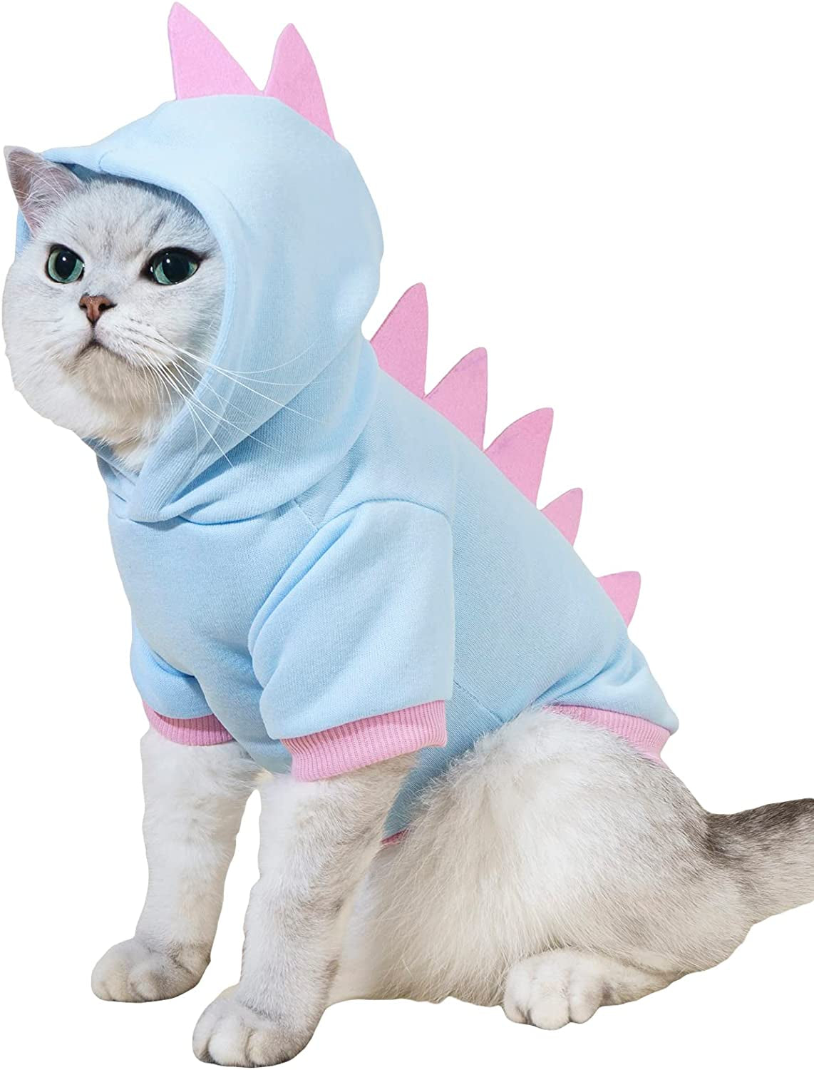 QWINEE Dinosaur Dog Hoodie Dog Warm Jacket Christmas Halloween Dog Costume Dog Clothes for Puppy Kitten Small Medium Dogs Cats Black S Animals & Pet Supplies > Pet Supplies > Dog Supplies > Dog Apparel QWINEE Baby Blue 3X-Large 