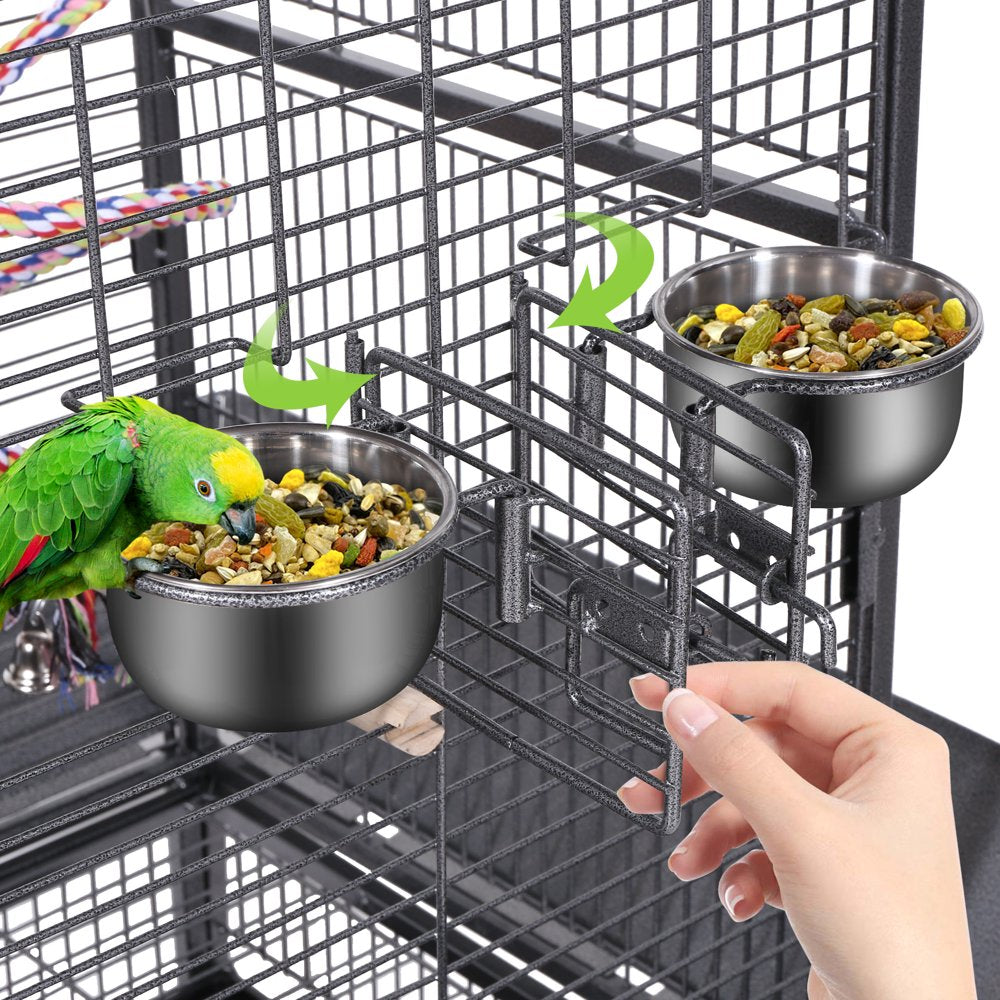 Varadyle 61'' Bird Cage with Rolling Stand Wrought Iron Bird Flight Cages with Playtop & Rope Bungee Bird Toy for Parakeet Parrot, Lovebirds, Macaw Animals & Pet Supplies > Pet Supplies > Bird Supplies > Bird Cages & Stands Varadyle   