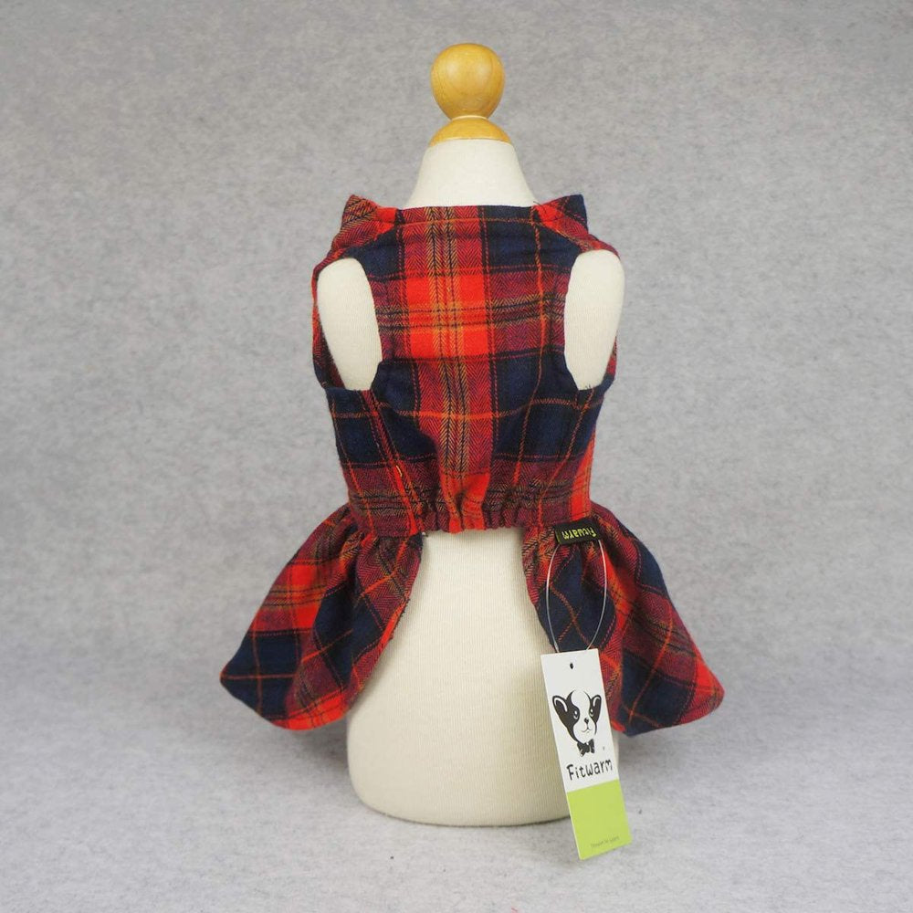 Fitwarm Pet Clothes for Dog Dresses Plaid Shirts Cat Apparel Cotton Red L Animals & Pet Supplies > Pet Supplies > Dog Supplies > Dog Apparel Fitwarm   