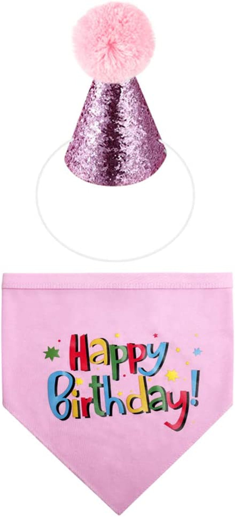 Blaoicni Dog Birthday Bandana Hat Scarf Party Supplies (Pink-Girl) Animals & Pet Supplies > Pet Supplies > Dog Supplies > Dog Apparel Blaoicni   