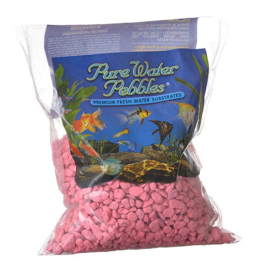 Pure Water Pebbles Aquarium Gravel - Neon Pink 2 Lbs (3.1-6.3 Mm Grain)