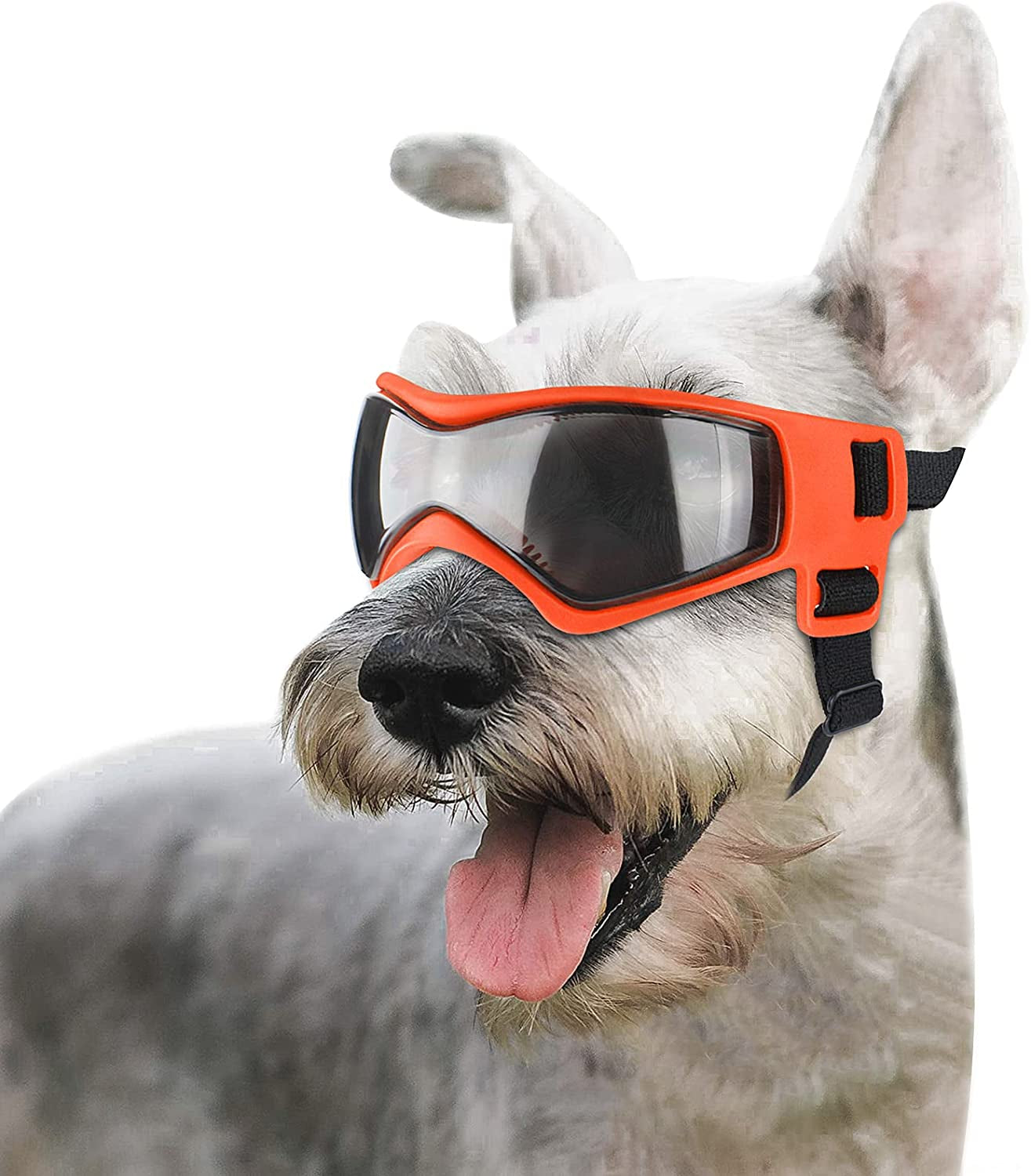 Enjoying Dog Goggles Small to Medium UV Protection Dogs Sunglasses Windproof Antifog Pet Glasses for Doggy Eye Wear, Soft Frame, Orange Animals & Pet Supplies > Pet Supplies > Dog Supplies > Dog Apparel Enjoying Orange  