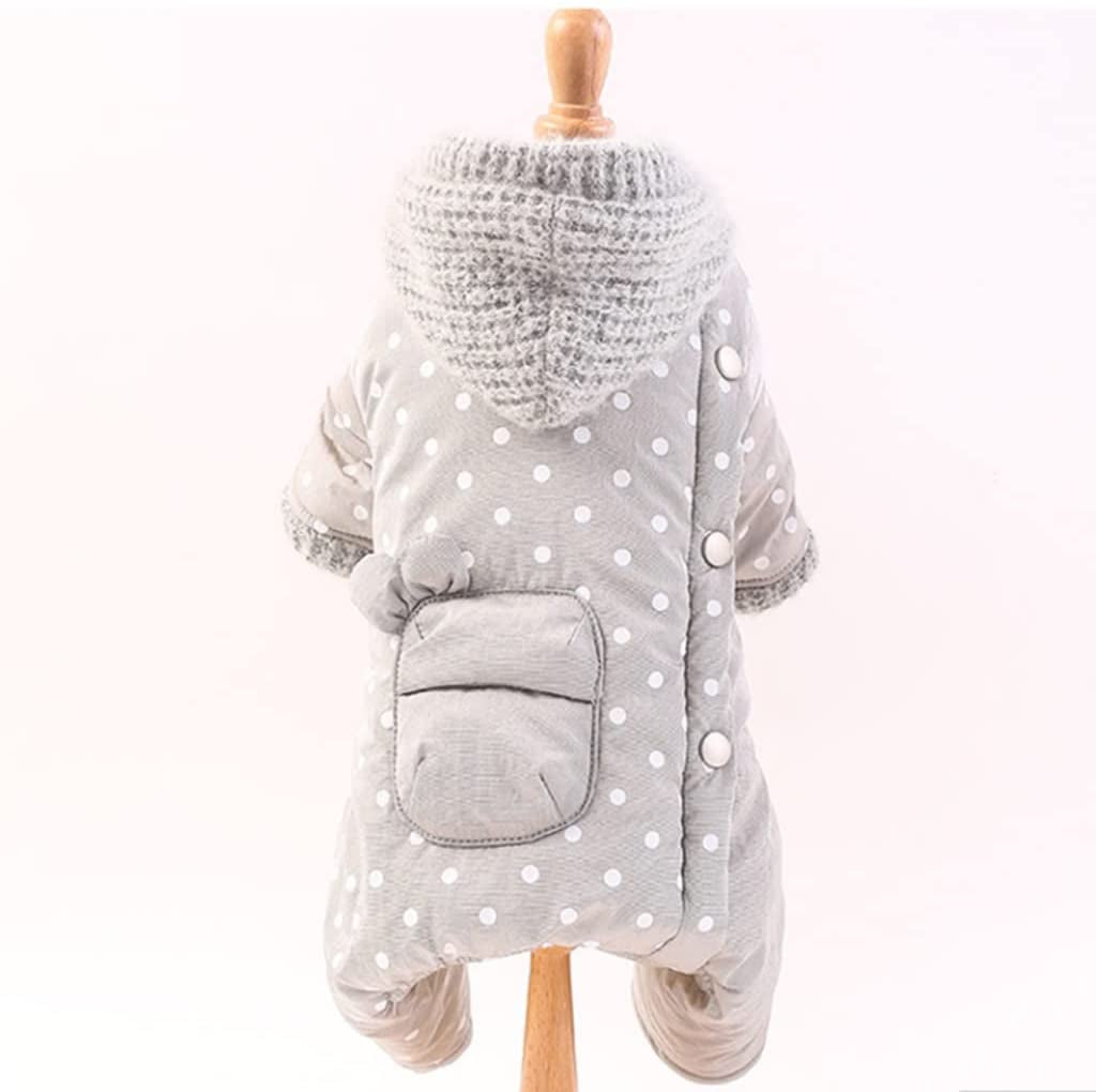 BADALO Winter Pet Clothes Cute Dots Pets Clothing Warm Dog Jumpsuit Coat Jacket Warm Hoodie/Gray Animals & Pet Supplies > Pet Supplies > Dog Supplies > Dog Apparel BADALO   