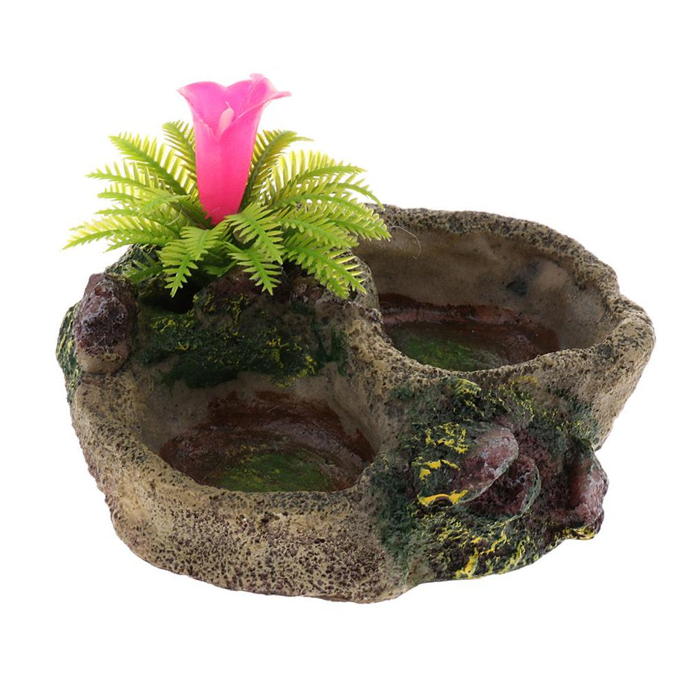 Reptile Feeding Dish, Resin Turtle Food Bowl Also Fit for Bath Aquarium Habitat for S Amphibians - 2 Types Optional 008 Animals & Pet Supplies > Pet Supplies > Reptile & Amphibian Supplies > Reptile & Amphibian Food FITYLE   