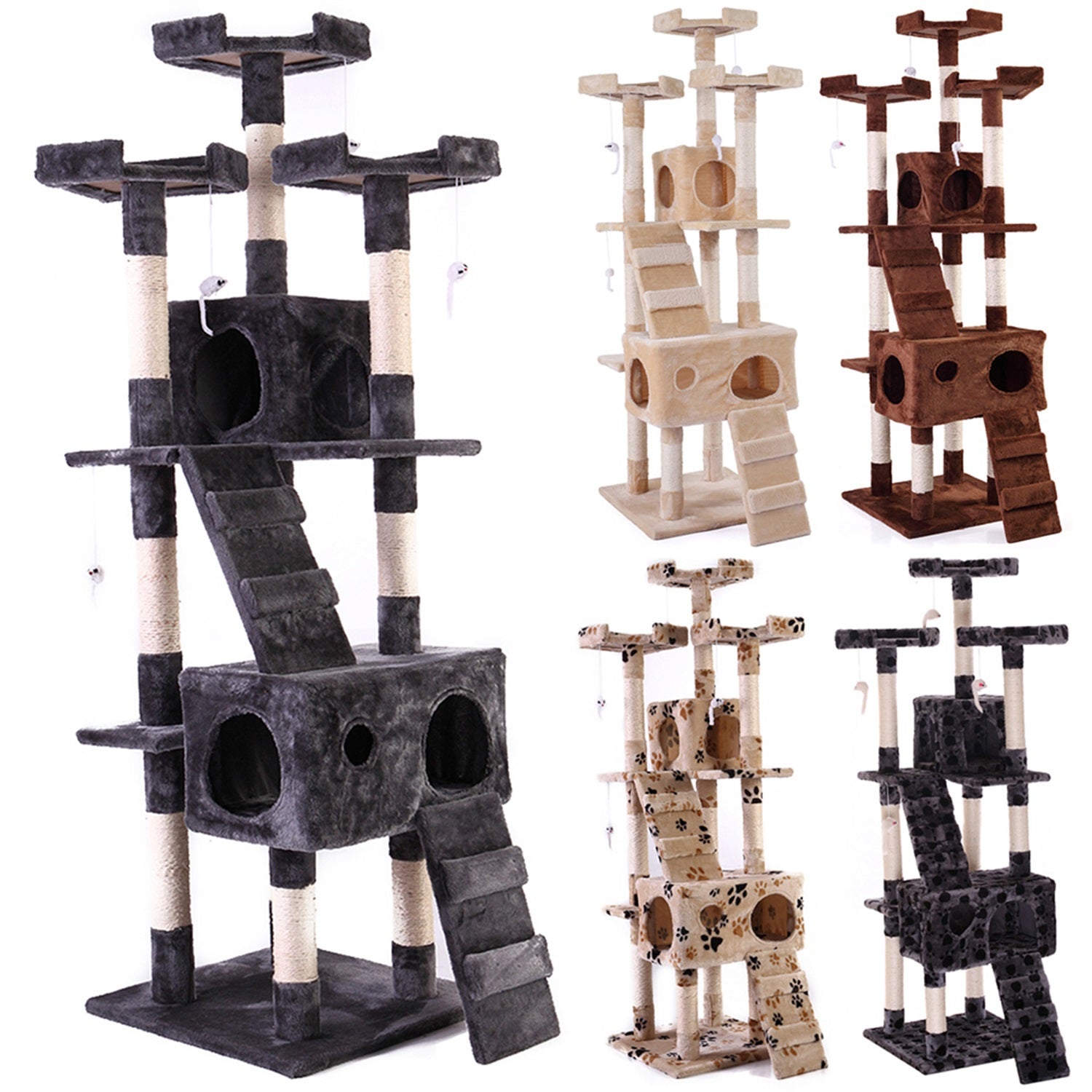 Pefilos Pet Furniture for Cats and Kittens - Cat Tower for Indoor Cats Tall Cat Tree for Big Cats Tiger Tough Cat Tree Tower Interactive Playground, Gray Animals & Pet Supplies > Pet Supplies > Cat Supplies > Cat Furniture Pefilos   