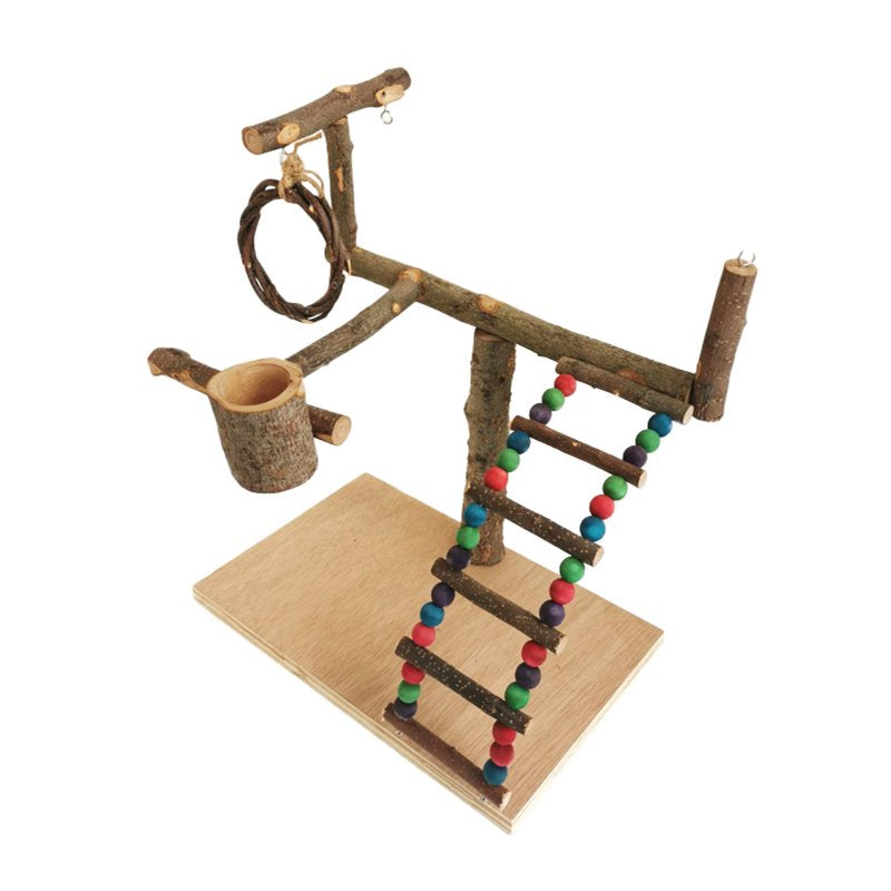 BINYOU Activity Parrot Play Stand Pet Training Climbing Ladder Bird Wooden Exercise Gym Holder Feeder for Home Living Room Decoration Wood Crafts Animals & Pet Supplies > Pet Supplies > Bird Supplies > Bird Gyms & Playstands BINYOU E  