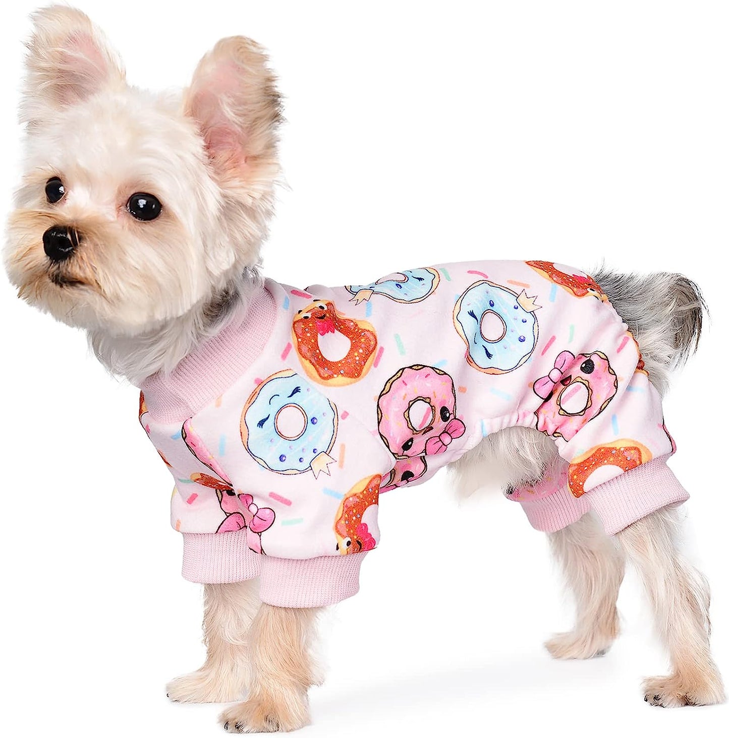 Yikeyo Dog Pajamas, Fall Winter Pink Dog Clothes for Small Medium Dogs Girl, Cat Apparel Outfit (Purple, X-Small) Animals & Pet Supplies > Pet Supplies > Dog Supplies > Dog Apparel Yikeyo Donut X-Small 