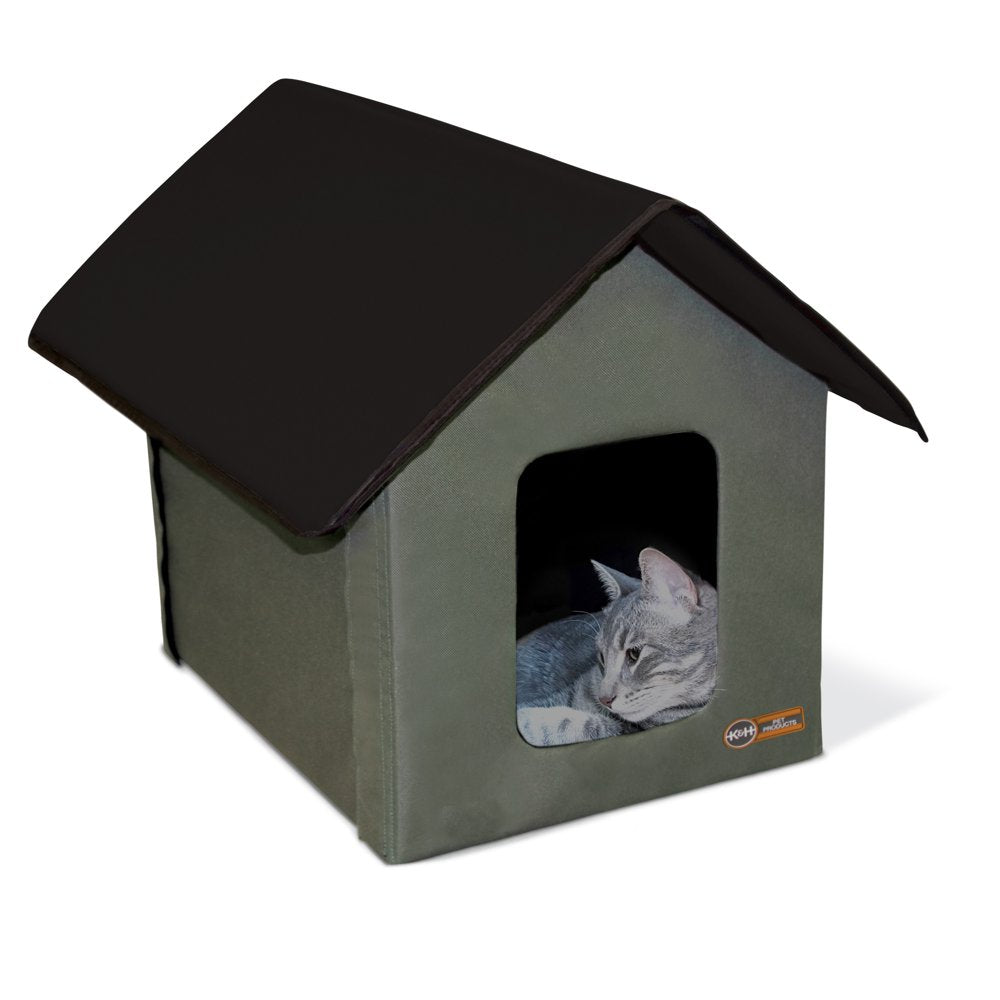 K&H Pet Products Outdoor Kitty House Cat Shelter (Unheated) Olive/Black 19 X 22 X 17 Inches Animals & Pet Supplies > Pet Supplies > Dog Supplies > Dog Houses Central Garden and Pet Olive/Black  